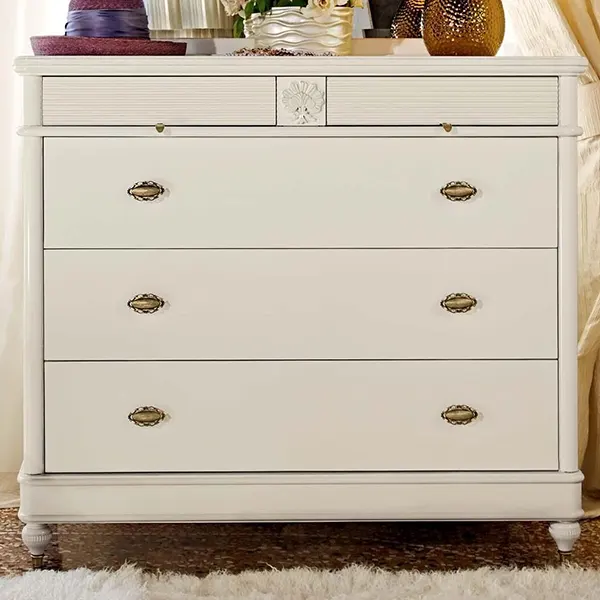 Комод с зеркалом "Бурбон" Слоновая кость BJ904-BJ907  купить в интернет магазине Мебель из массива. Звоните +7 495 961-63-63 Комоды из массива дерева