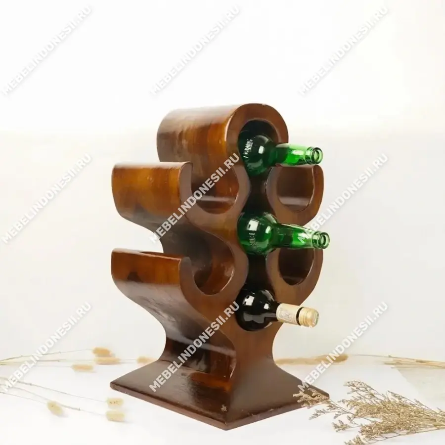 Деревянная подставка ручной работы для 7 бутылок  